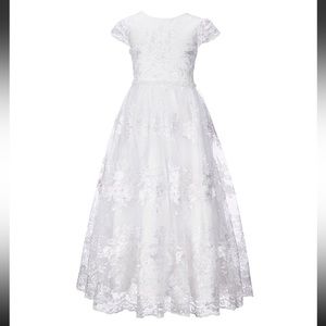 Chantilly Place White Dress Formal Lace Event Party Occasion Dillard’s Size 14